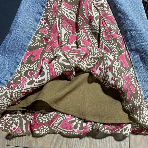 #0124 Aeropostale Long Bayla Skinny Floral Inset Flare Bellbottom Jeans -1/2 - Picture 12 of 15